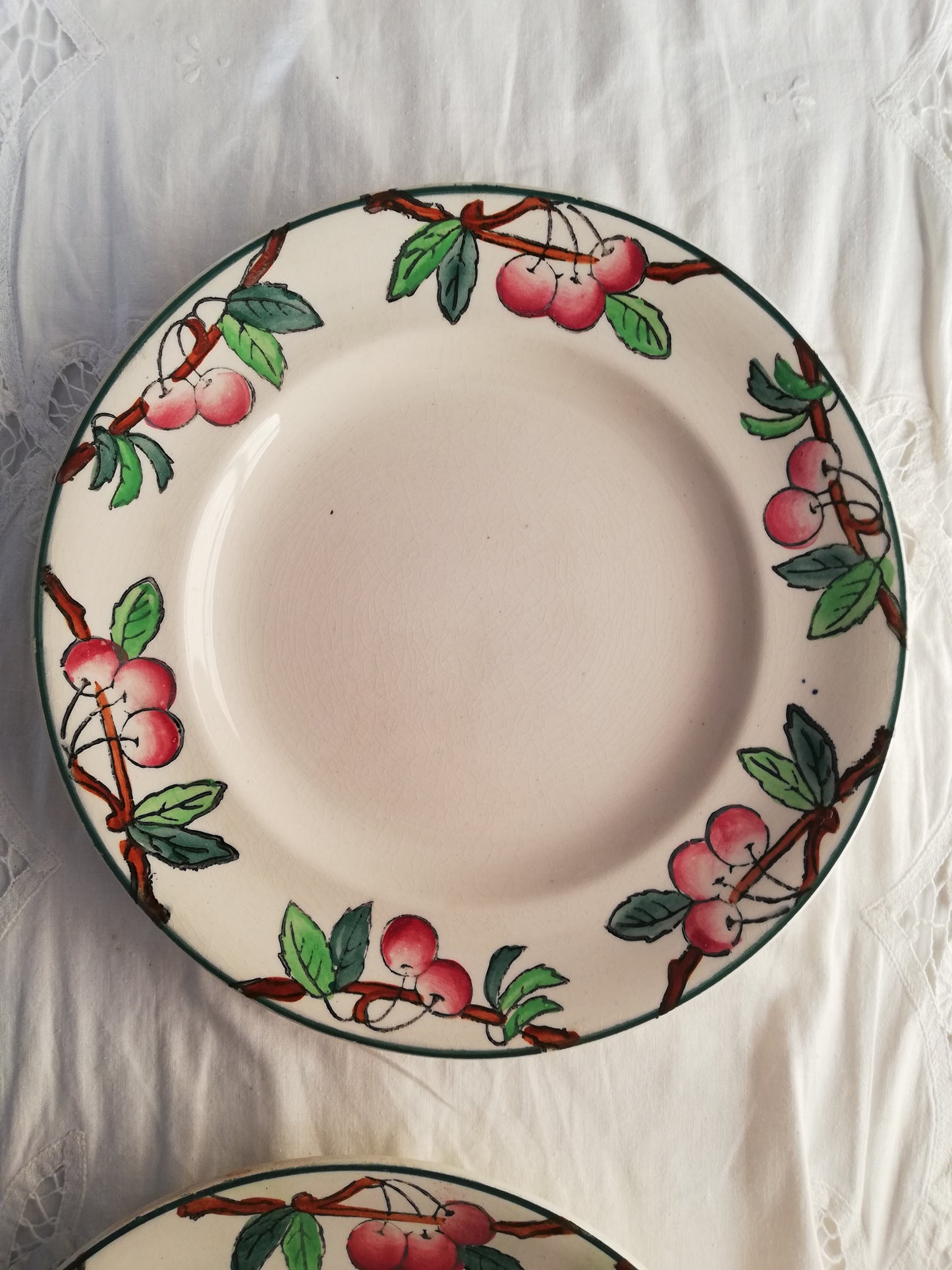 4 Assiettes Cerise Longwy