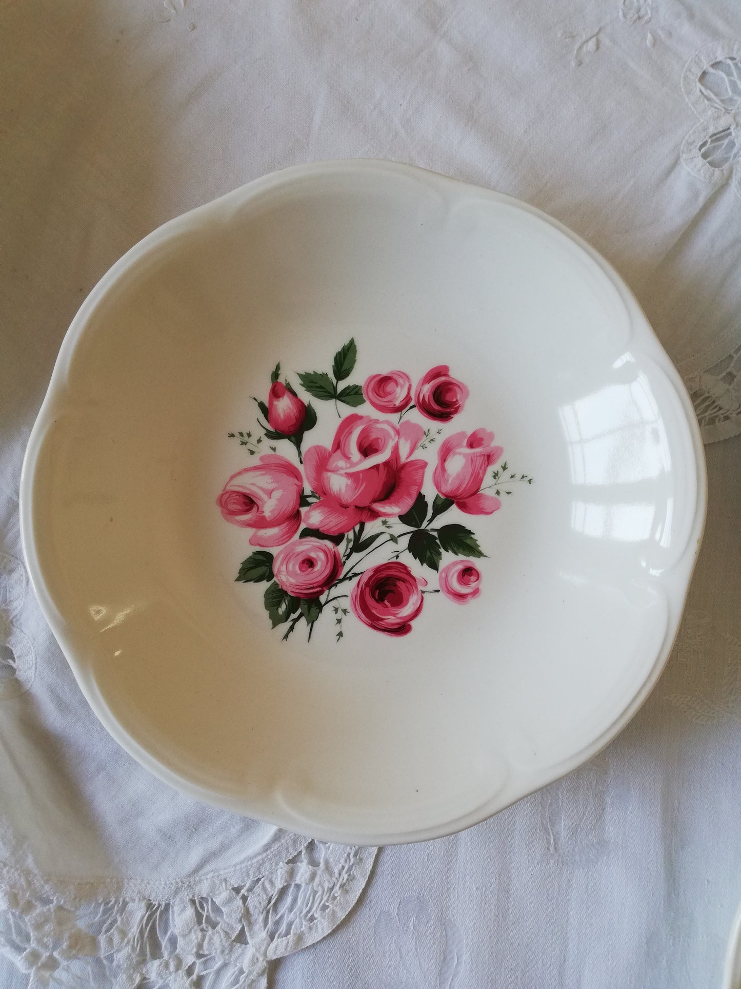 6 Assiettes Creuses Gien décor bouquet de roses