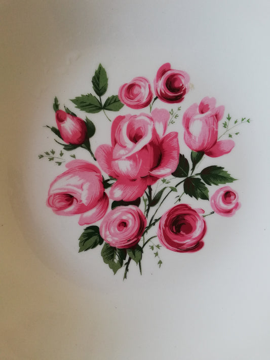 6 Assiettes Creuses Gien décor bouquet de roses