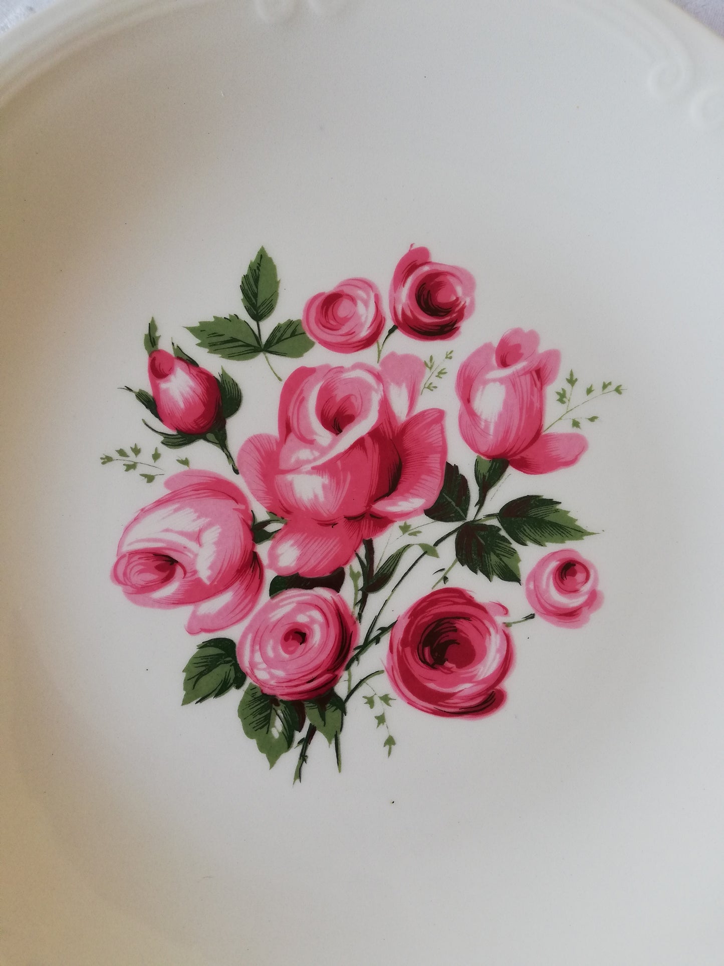6 Assiettes Plates Gien décor bouquet de roses