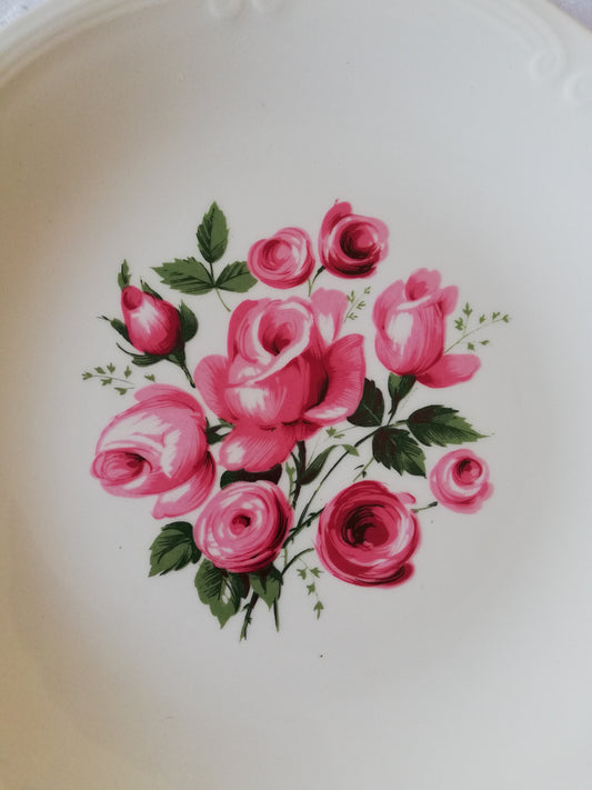 6 Assiettes Plates  Gien décor bouquet de roses