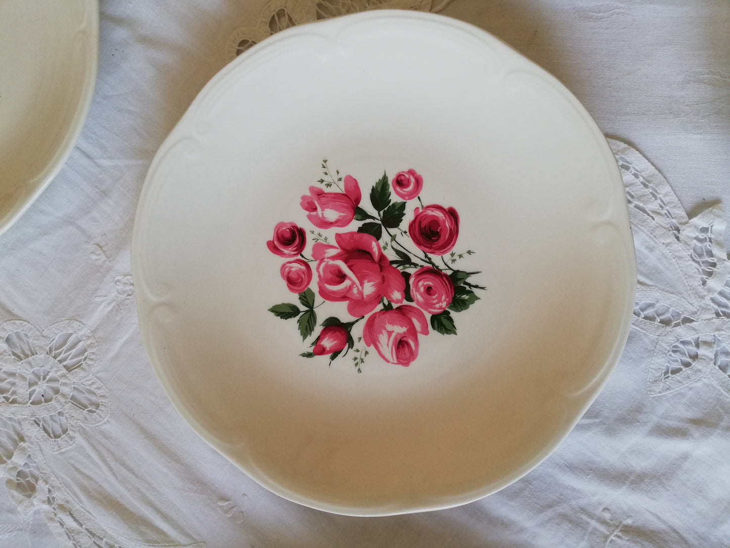 6 Assiettes Plates Gien décor bouquet de roses