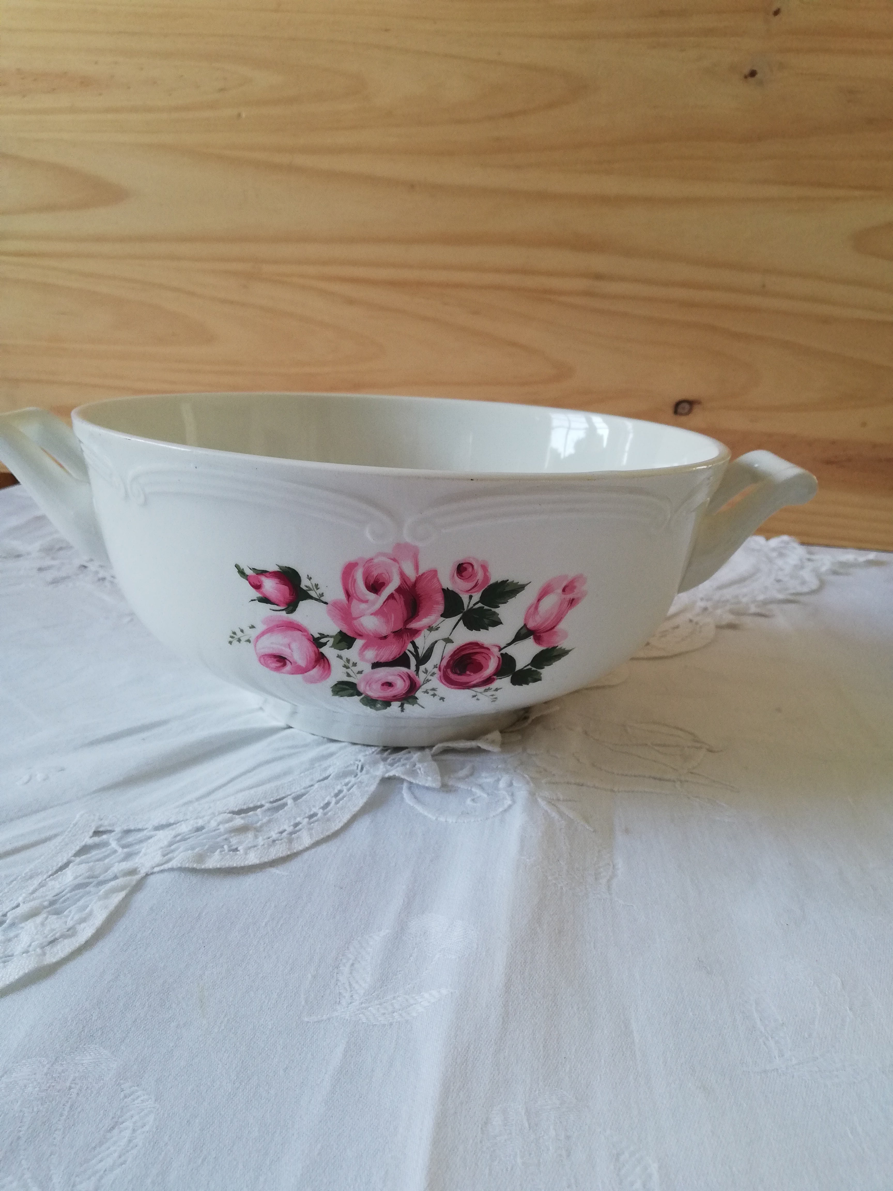 Coupe à Fruits Ou Saladier Gien – Faïence – Motif Cachemire – 40cm – 1920-1949