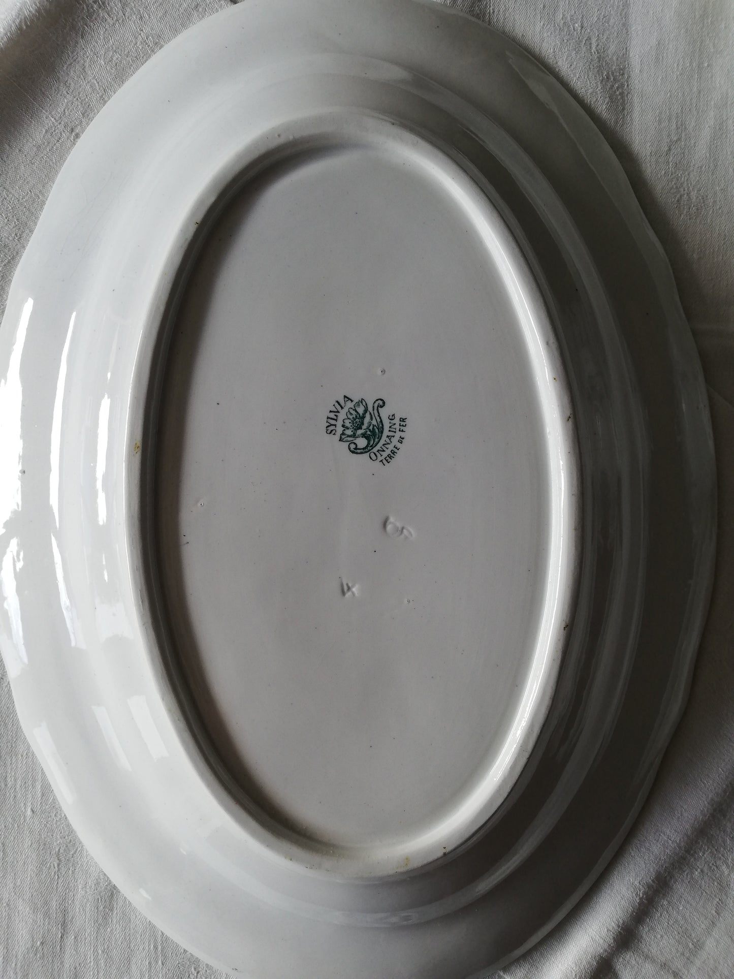 Grand plat oval terre de fer vert Onnaing