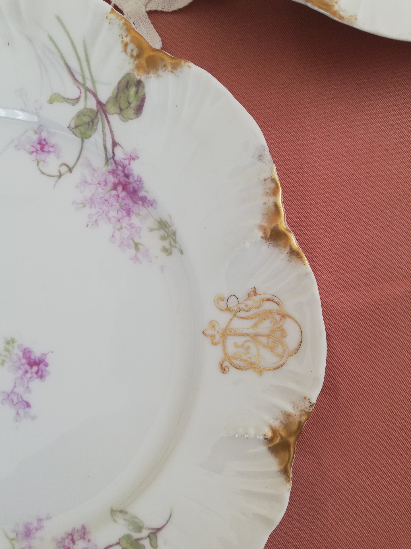 4 Assiettes A Lanternier Limoges Monogrammé