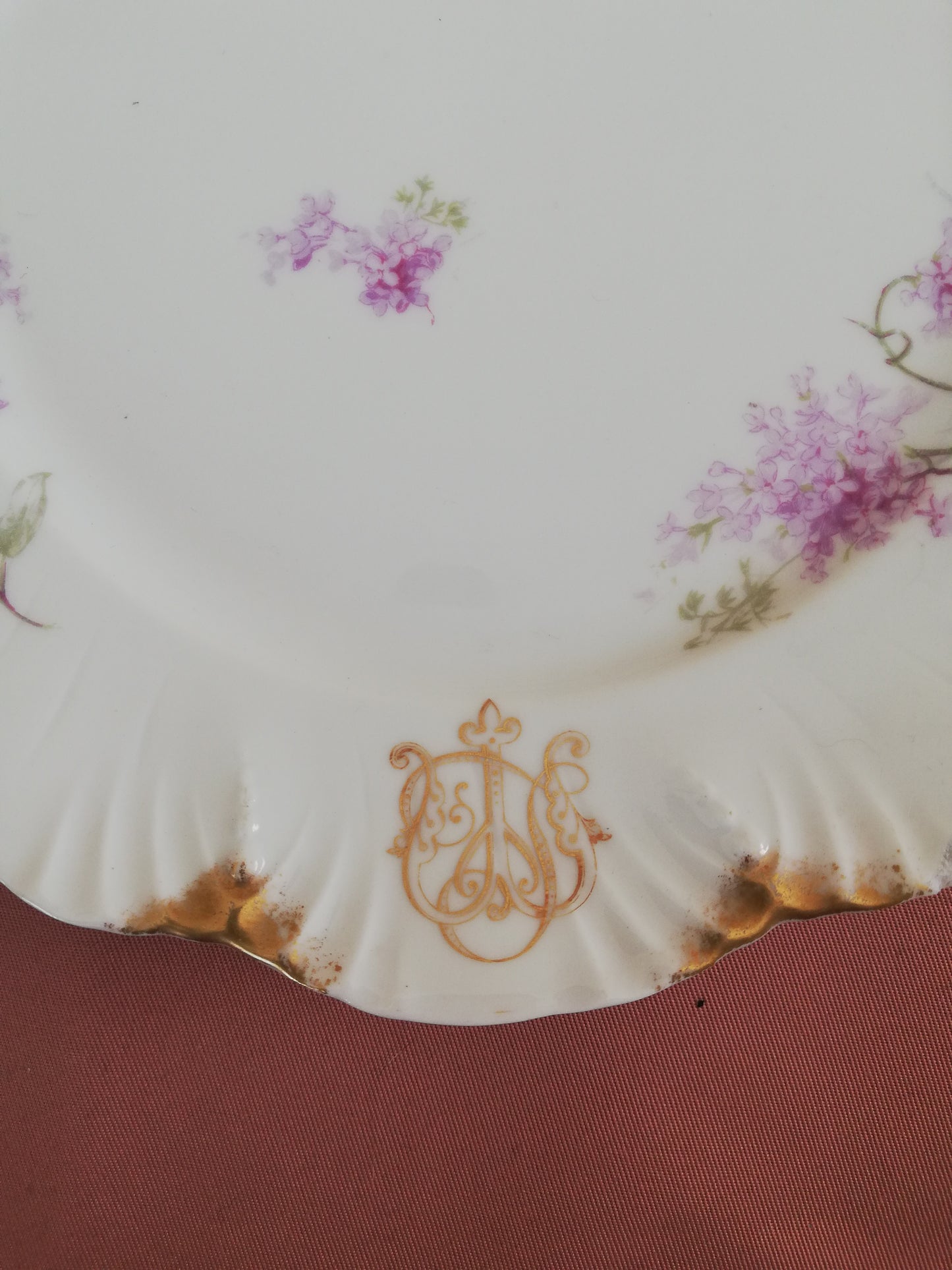 4 Assiettes A Lanternier Limoges Monogrammé