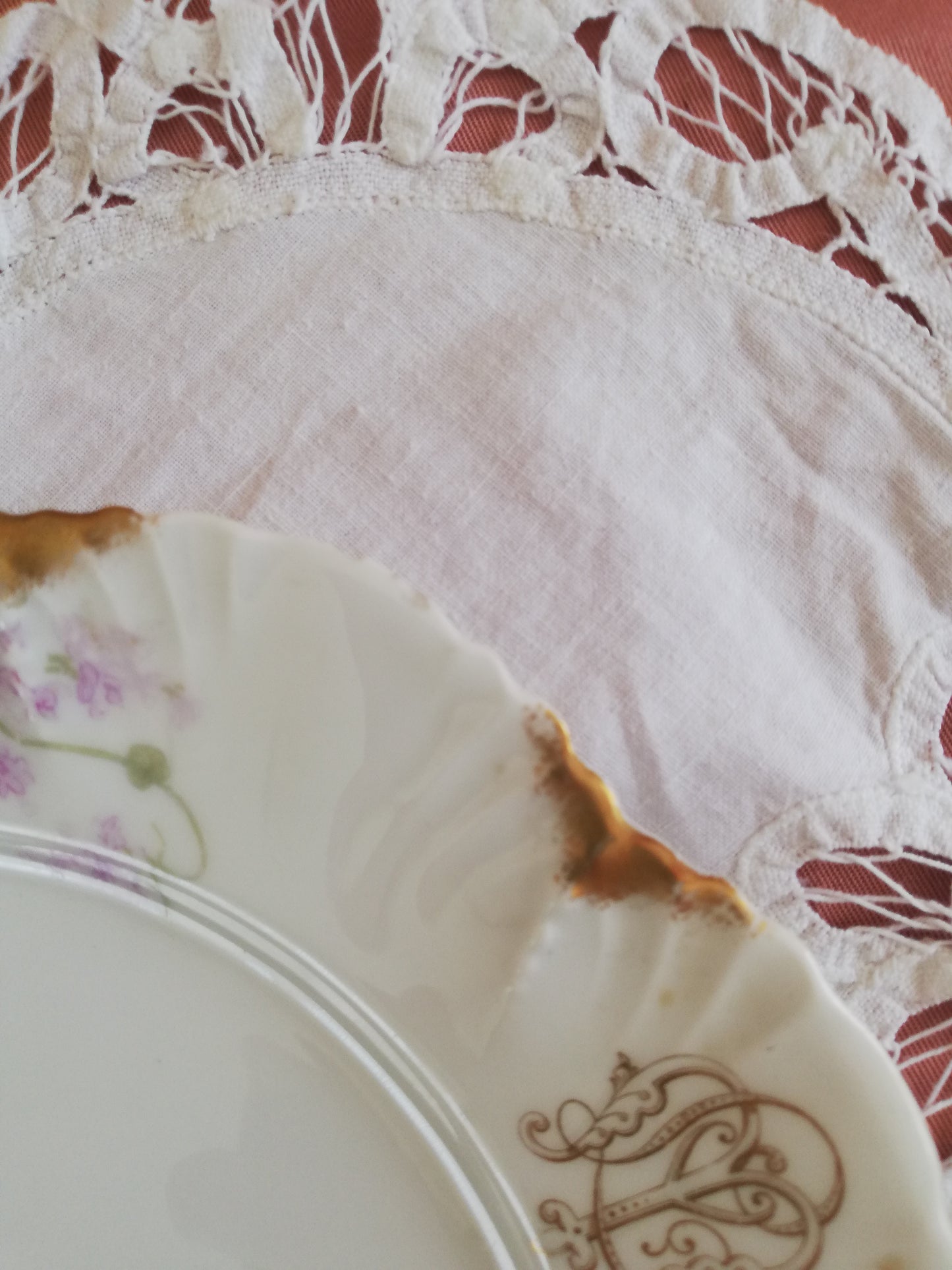 4 Assiettes A Lanternier Limoges Monogrammé