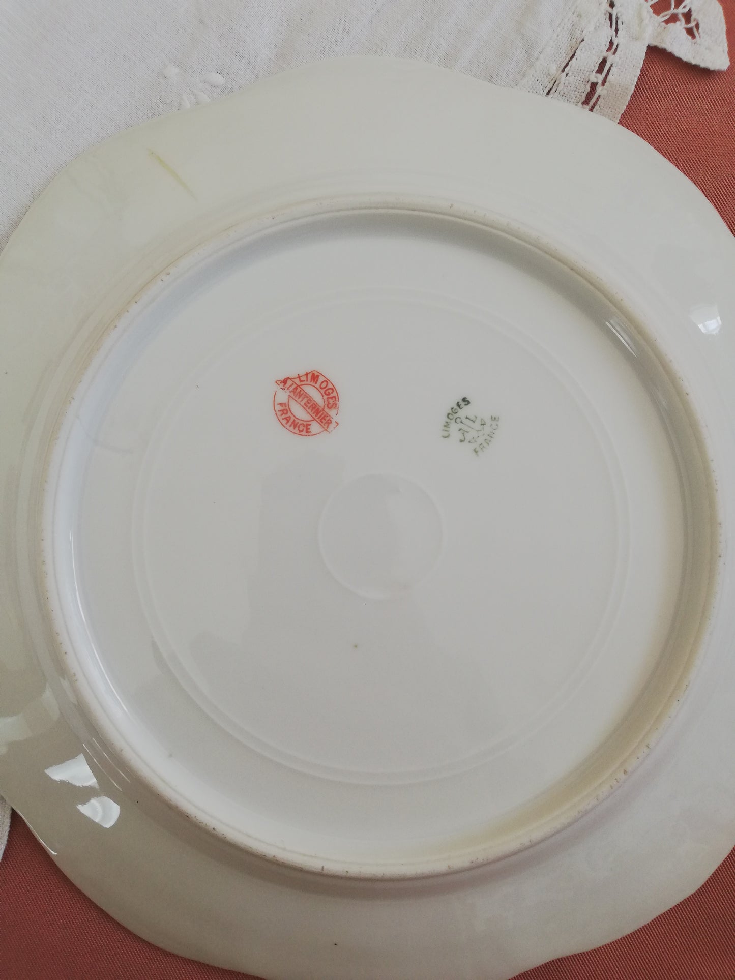 4 Assiettes A Lanternier Limoges Monogrammé