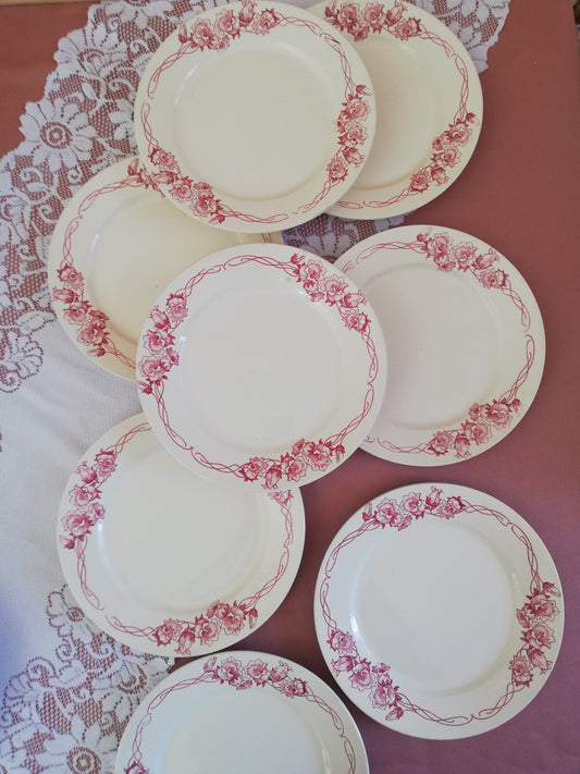 Assiette plate Palerme Sarreguemines terre de fer rose rouge