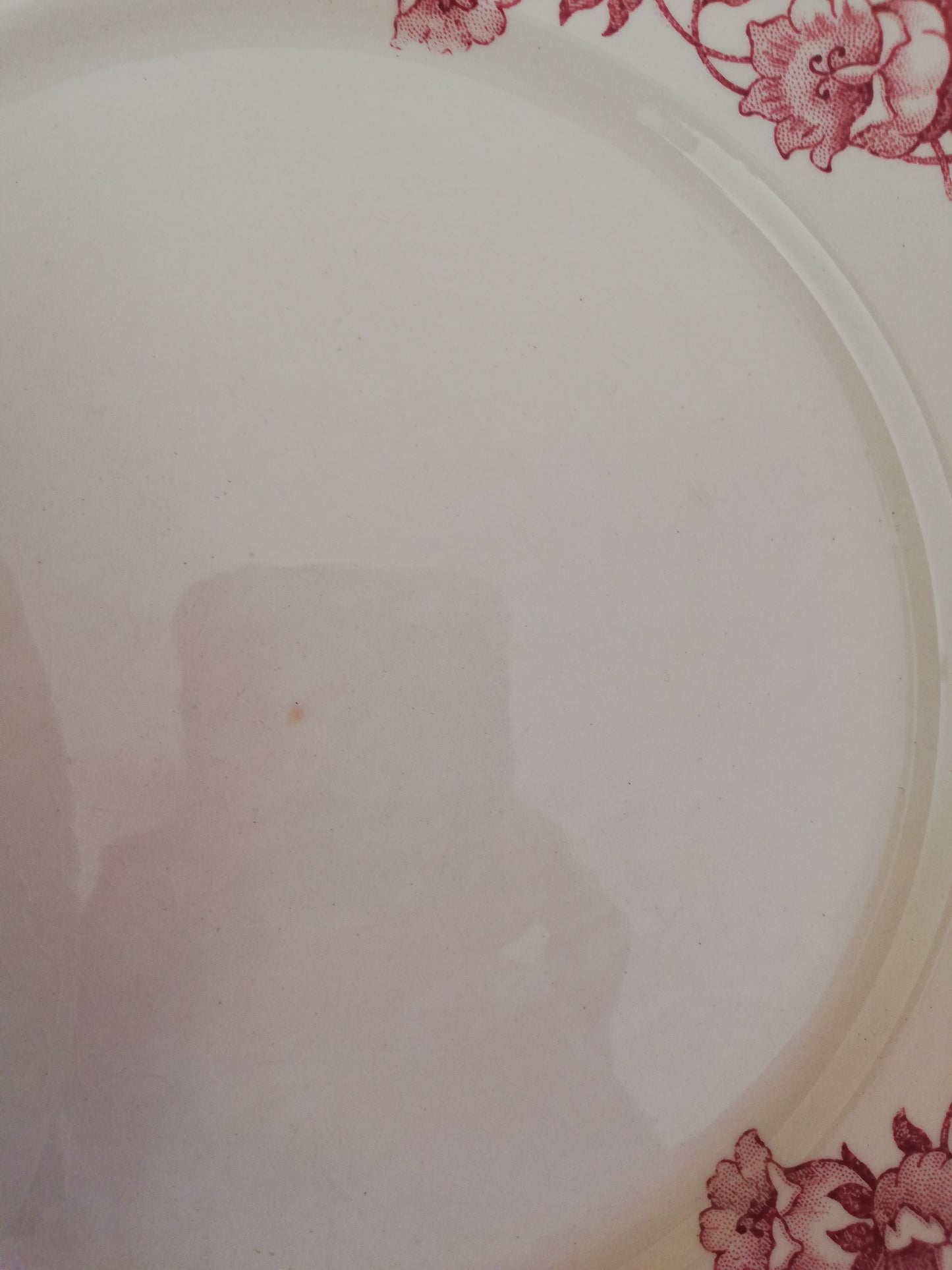 Assiette plate Palerme Sarreguemines terre de fer rose rouge