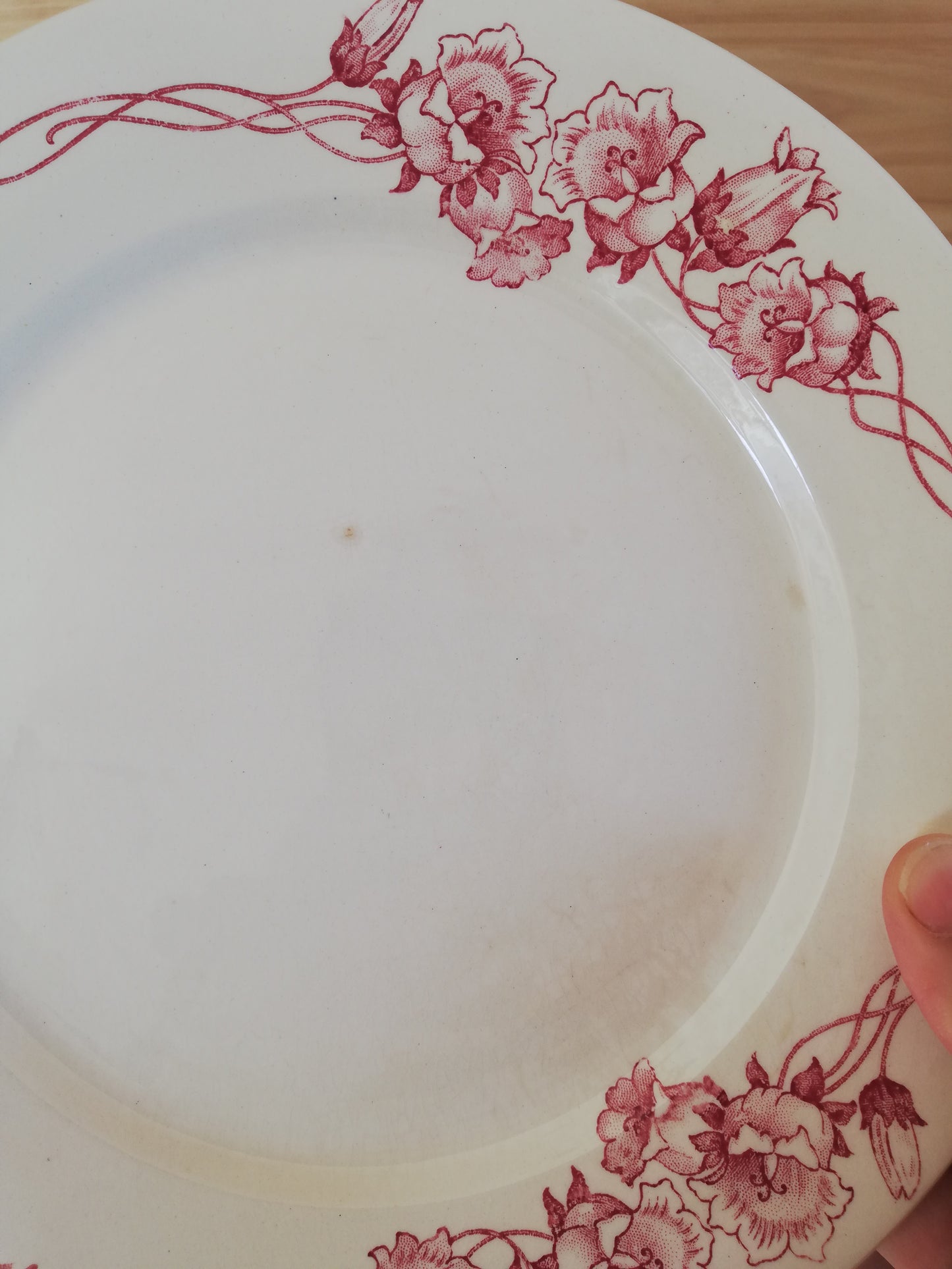 Assiette plate Palerme Sarreguemines terre de fer rose rouge