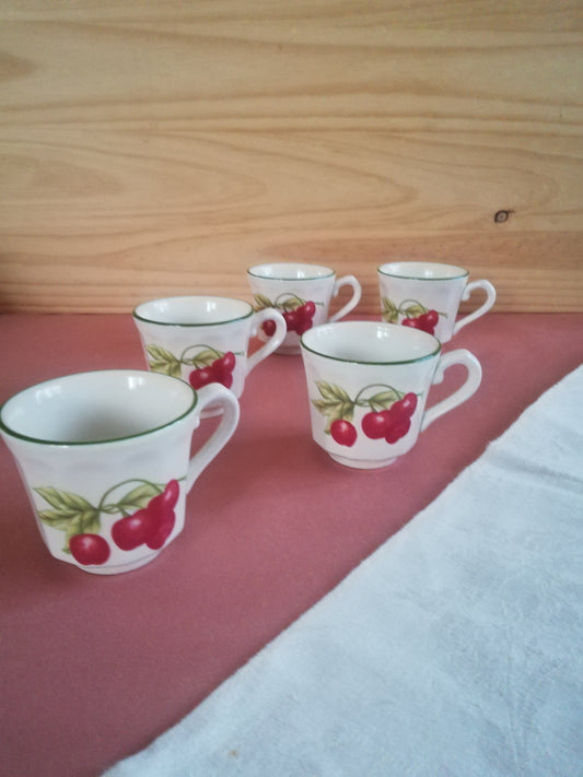 5 tasses à café Churchill cerise