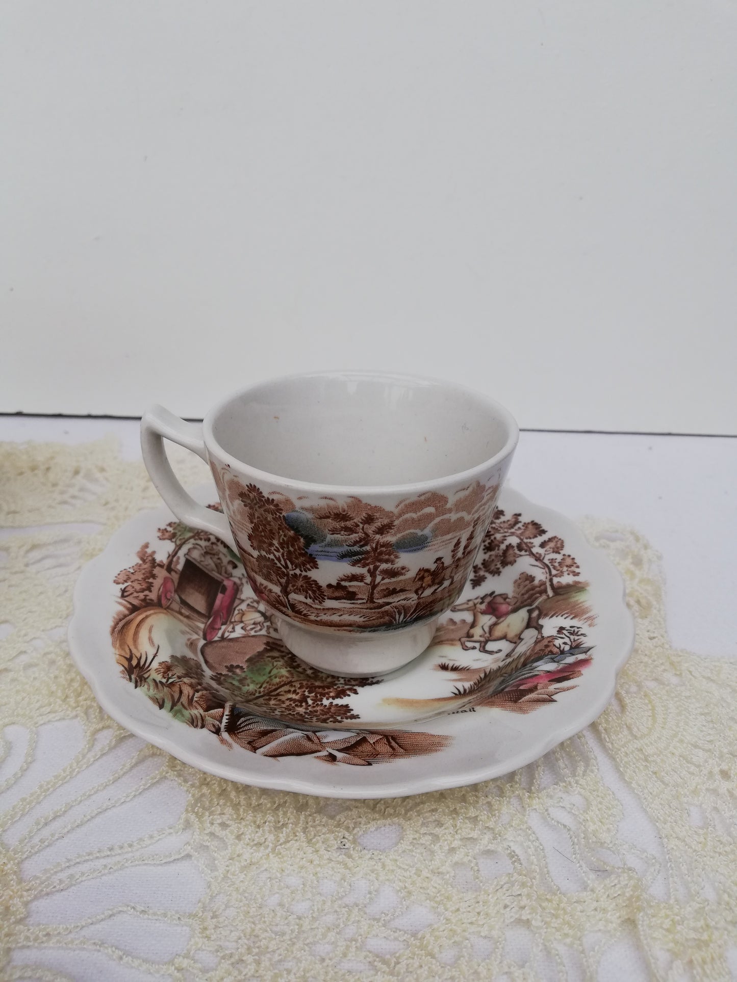 Tasses à Café Coaching Scène Ridgway Staffordshire