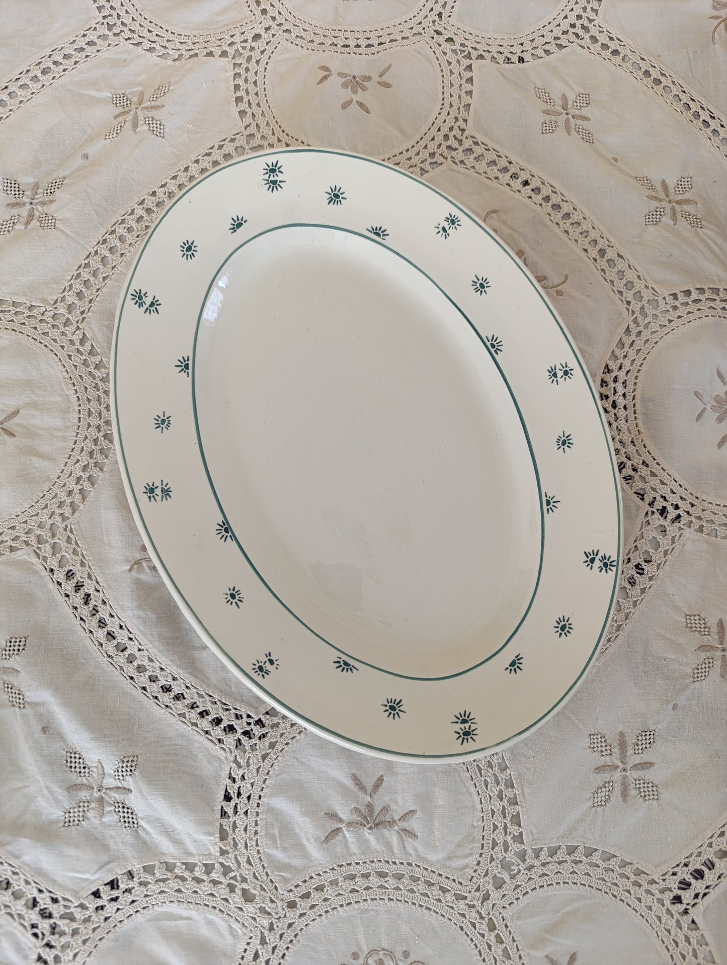Plat oval Sarreguemines terre de fer Andre vert