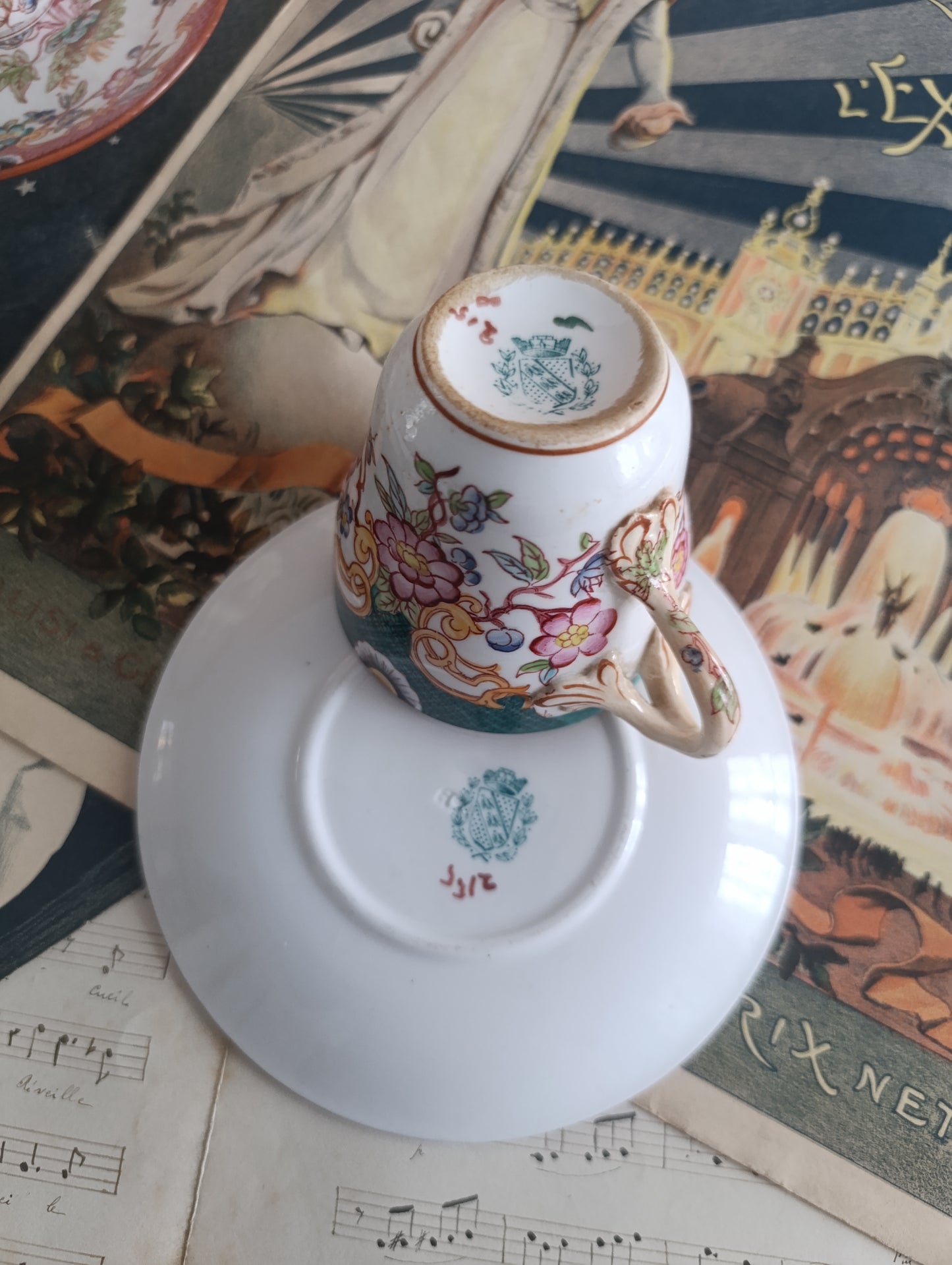 Tasse à café sous tasse Minton Sarreguemines