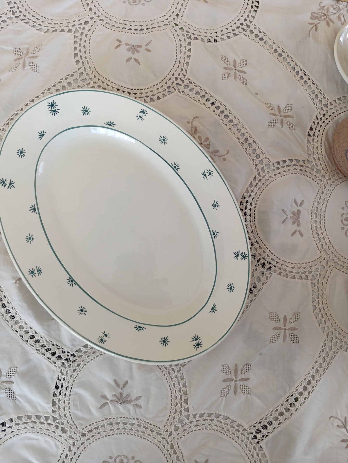 Plat oval Sarreguemines terre de fer Andre vert