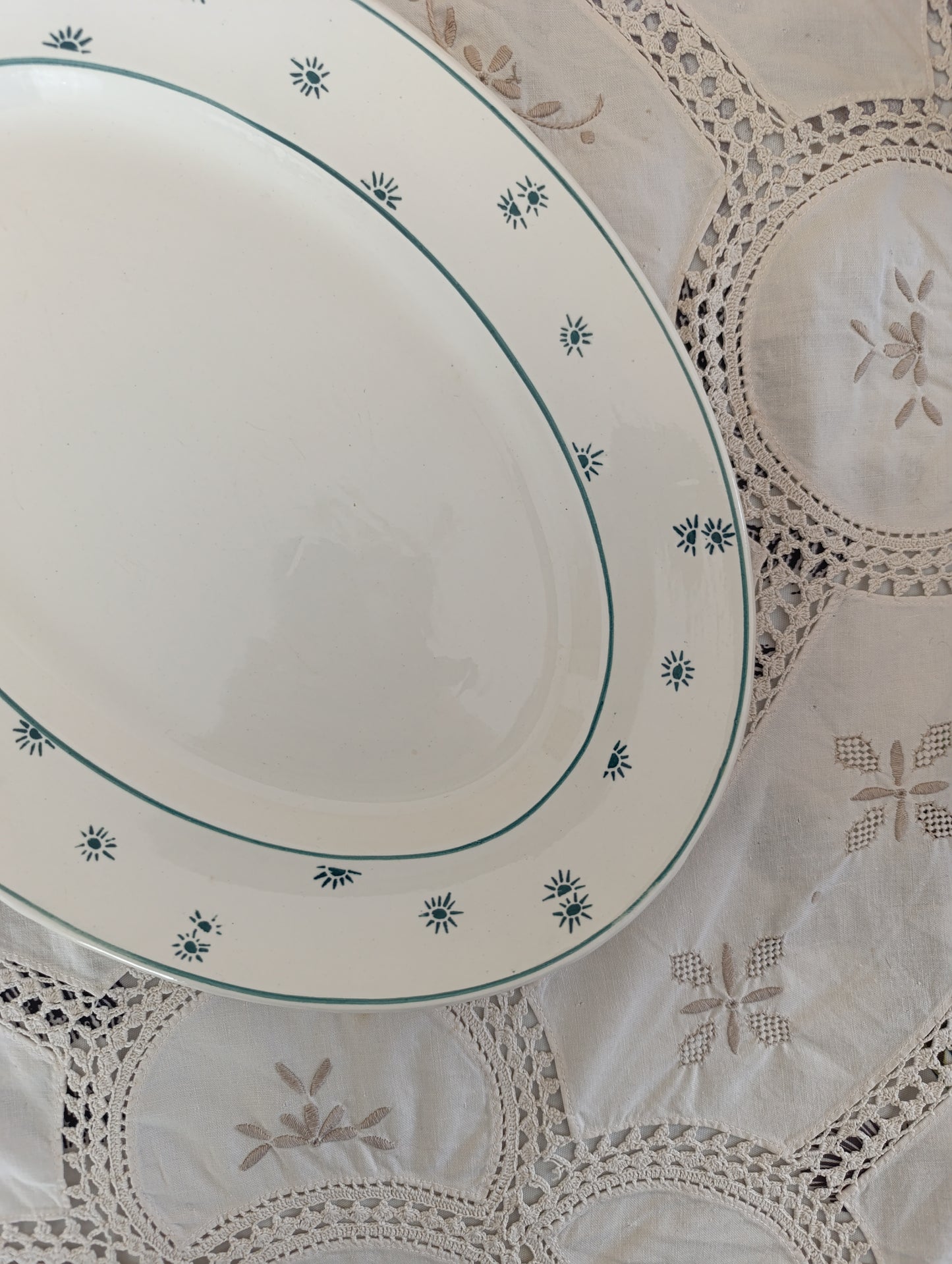 Plat oval Sarreguemines terre de fer Andre vert