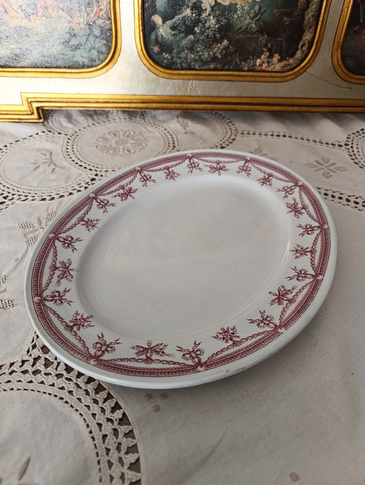 Plat oval old Hall victorian staffordshire Indian Stone China terre de fer rose