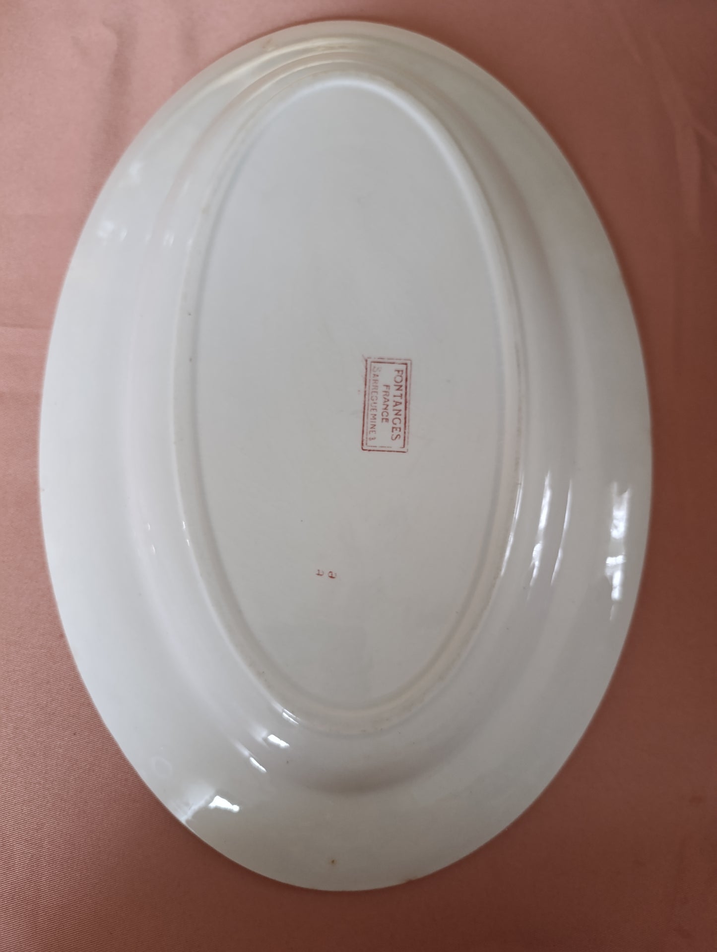 Plat oval Fontanges Sarreguemines terre de fer rouge