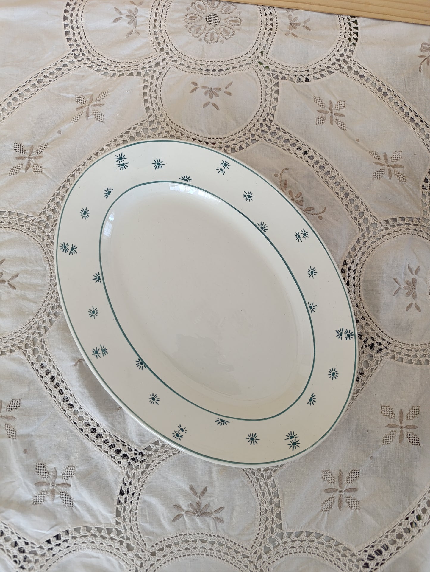 Plat oval Sarreguemines terre de fer Andre vert