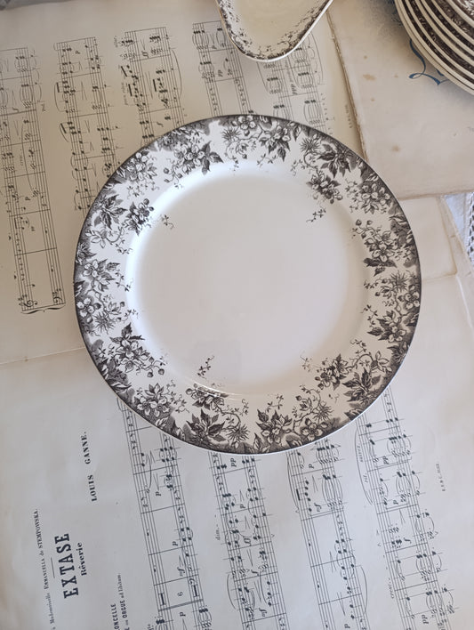 Assiette sur pied Alphand Sarreguemines terre de fer brun