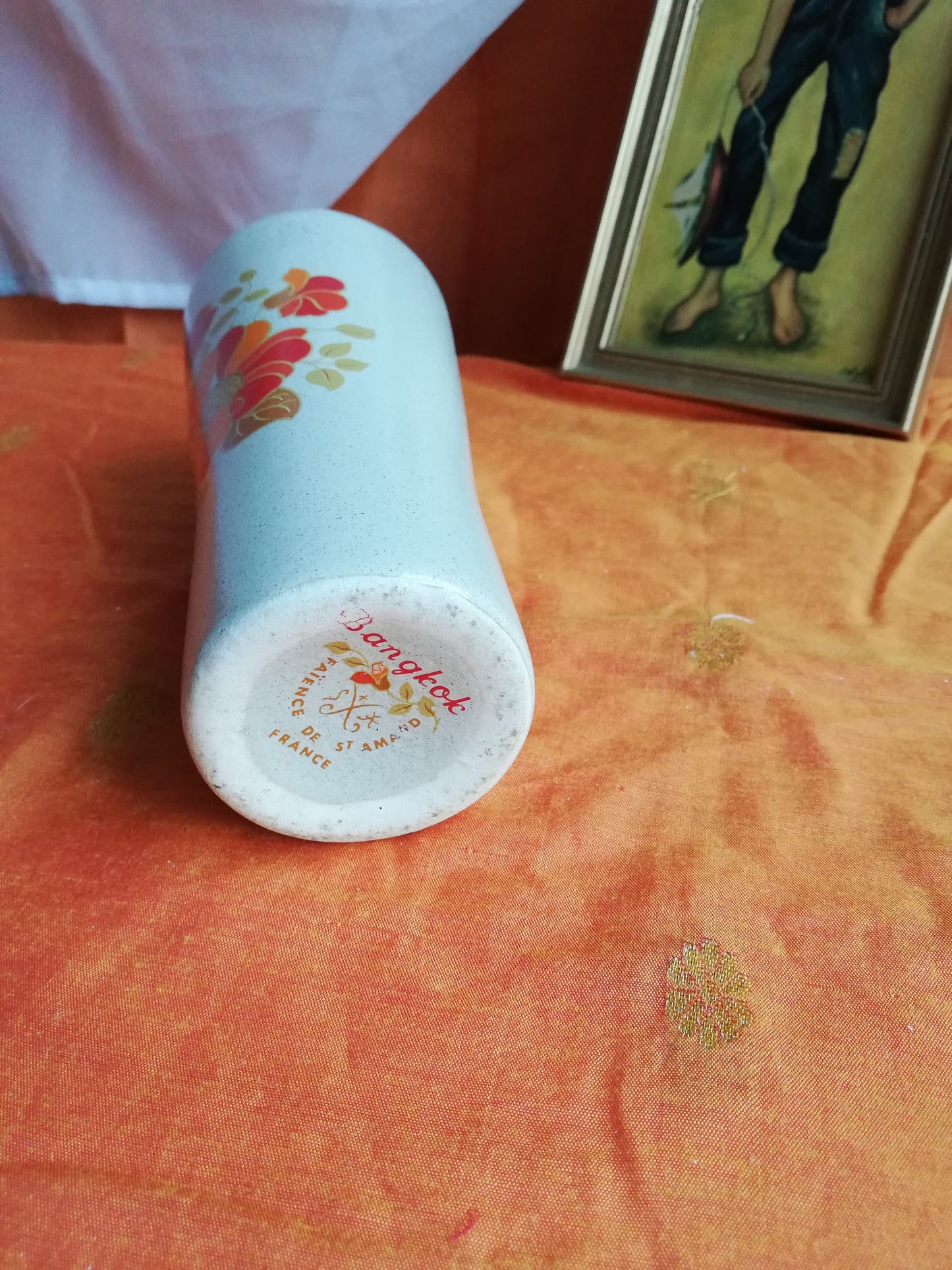 Orangefarbene Vintage-Vase von Saint Amand Bangkok