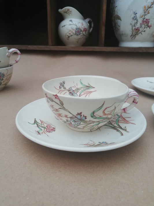 tasse et sous tasse KG Luneville Bleuet