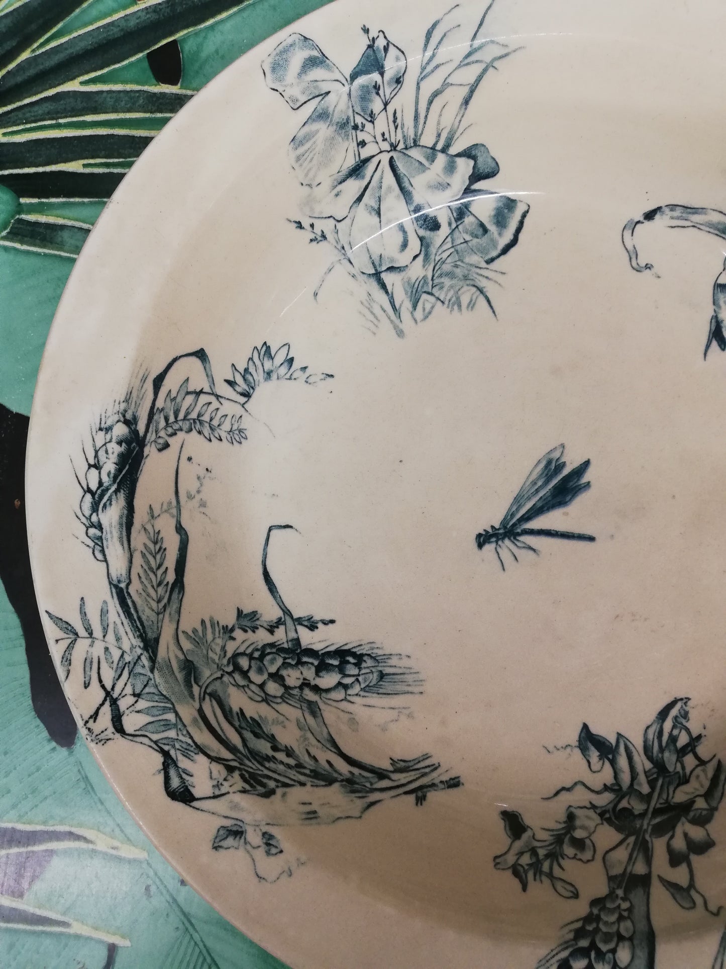 Plat creux terre de fer libellule art nouveau