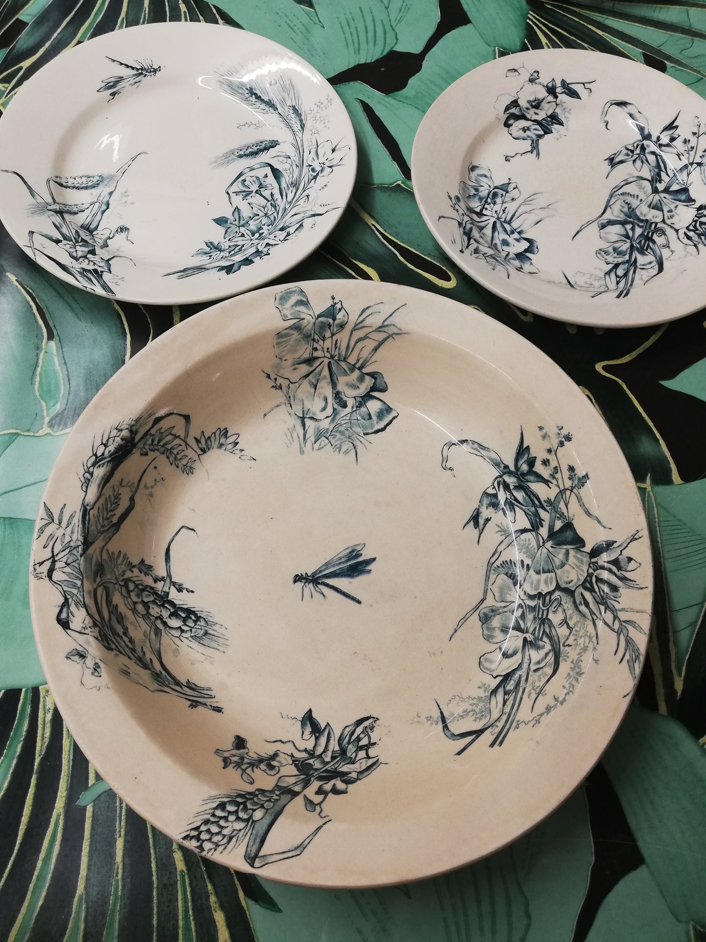 Plat creux terre de fer libellule art nouveau