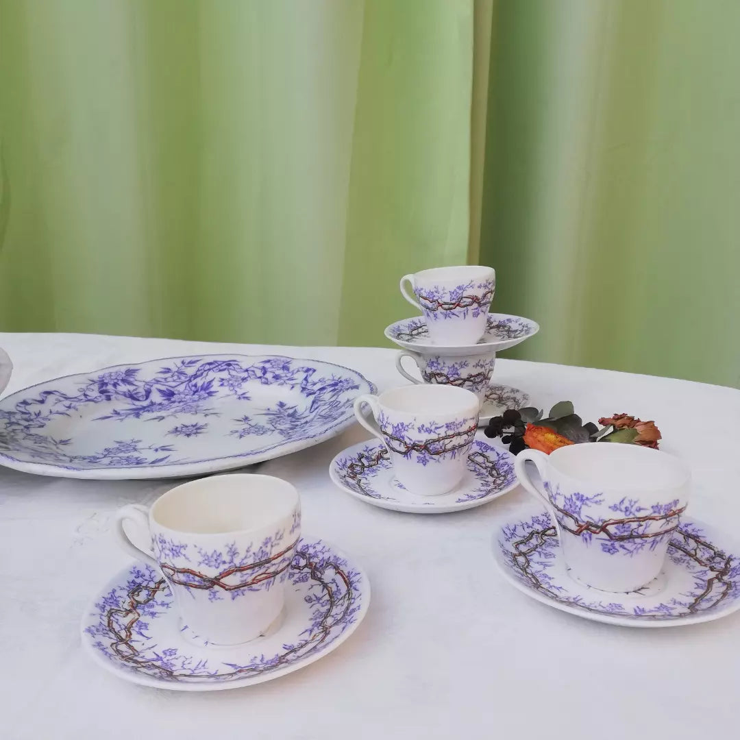 tasse sarreguemines lavande sepia violet