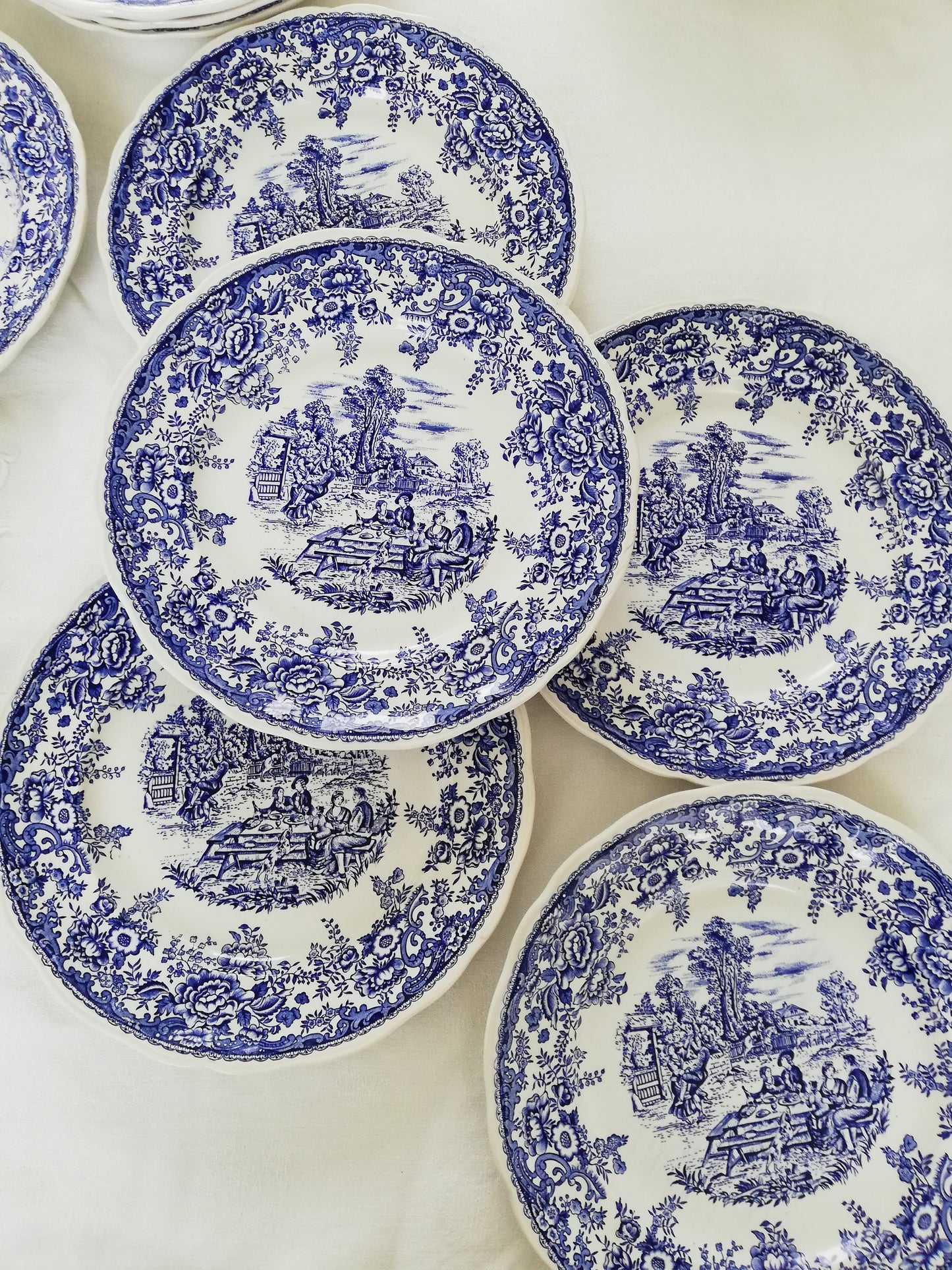 Assiette plate Luneville Toile de Jouy