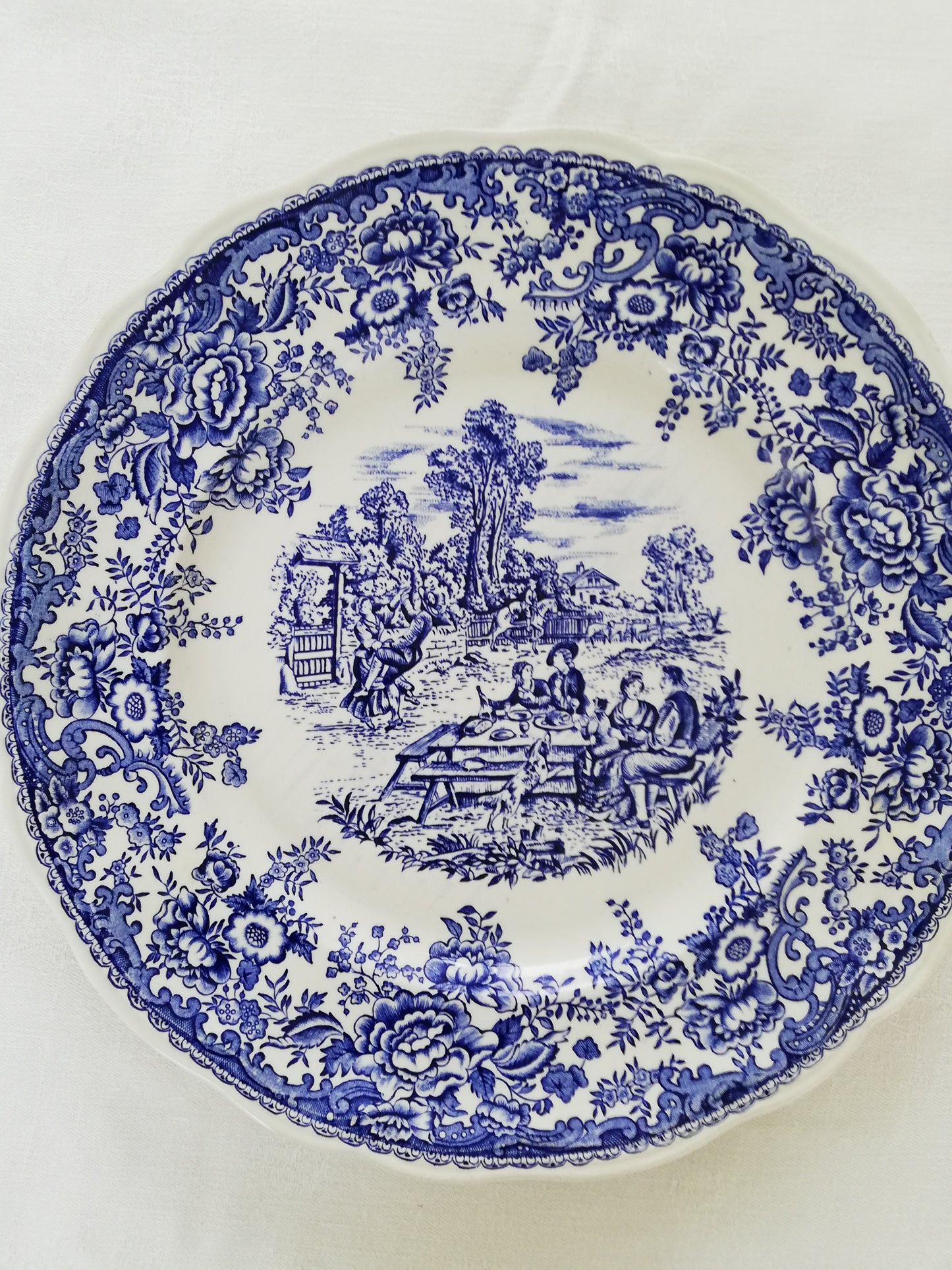 Assiette plate Luneville Toile de Jouy