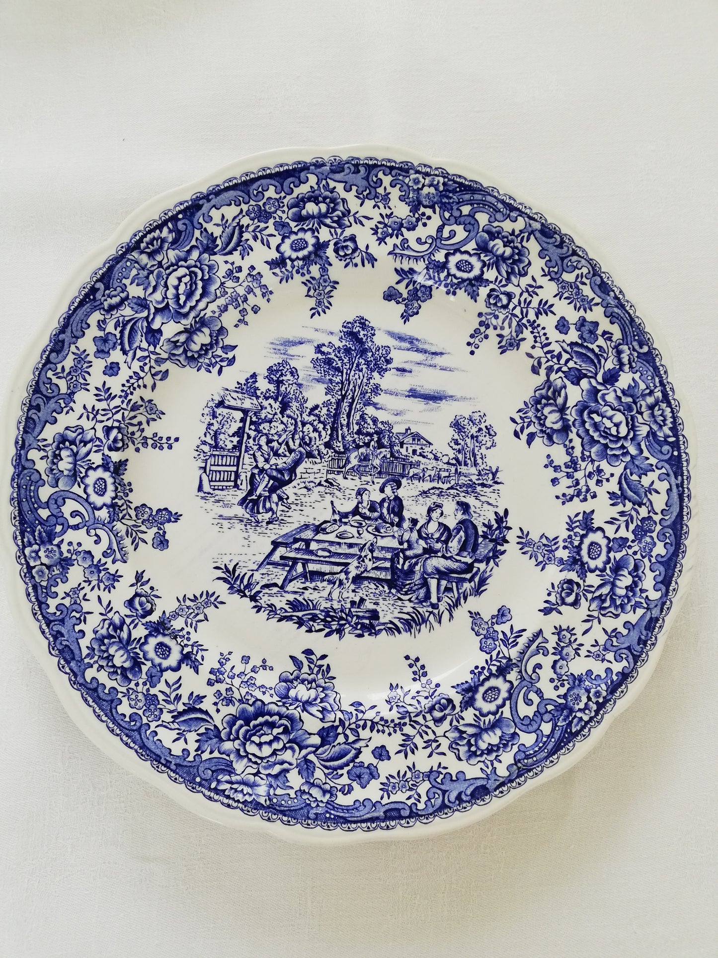 Assiette plate Luneville Toile de Jouy