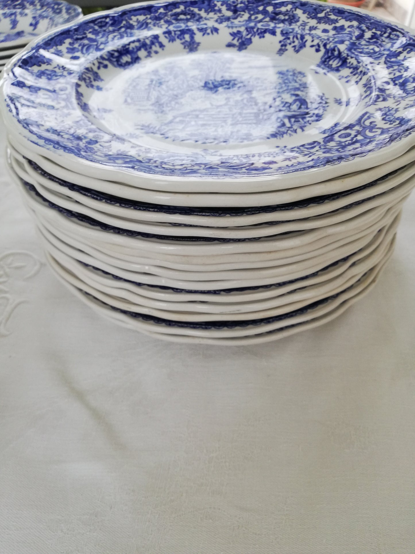 Assiette plate Luneville Toile de Jouy