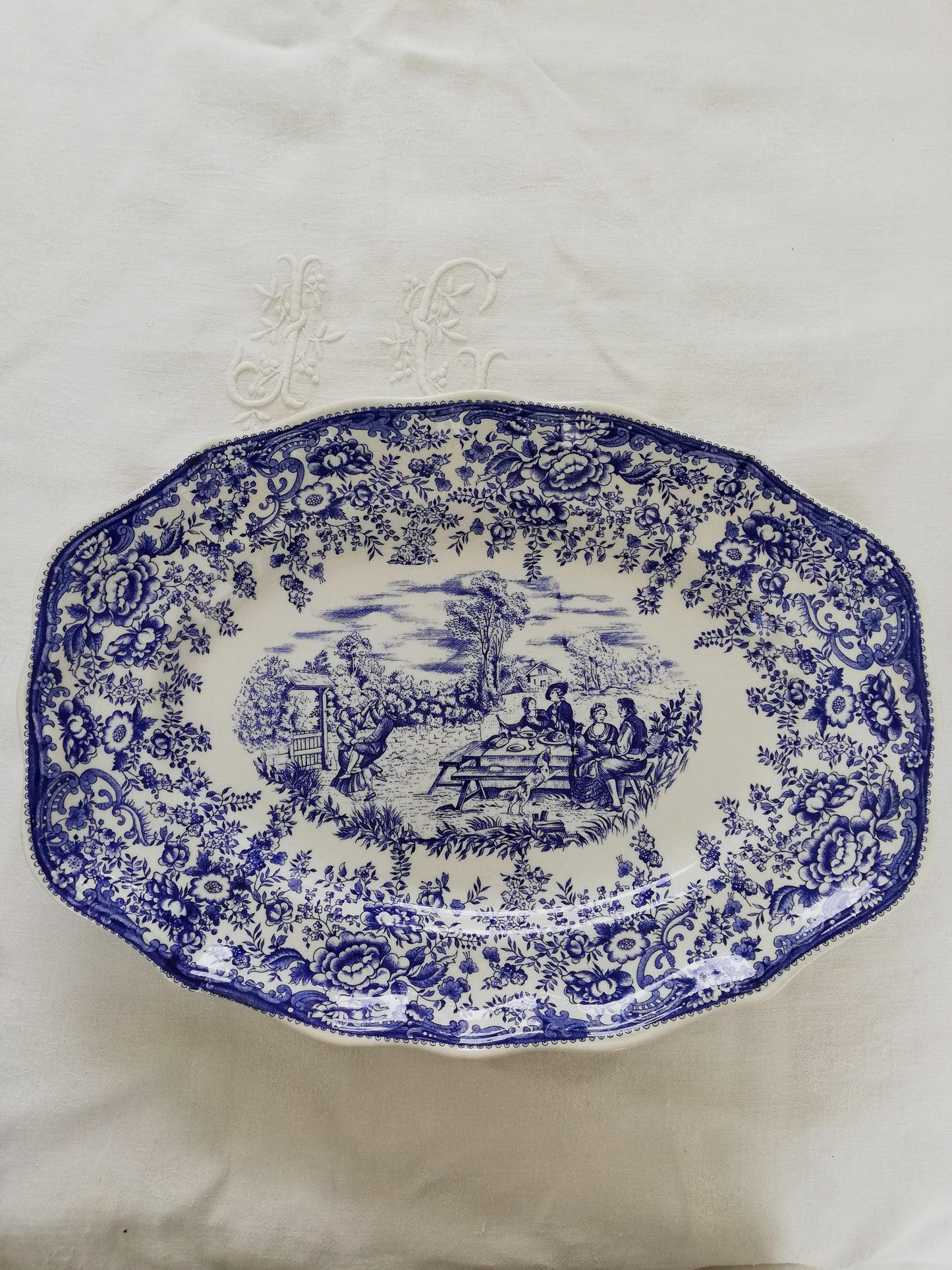 Plat oval Toile de Jouy Luneville