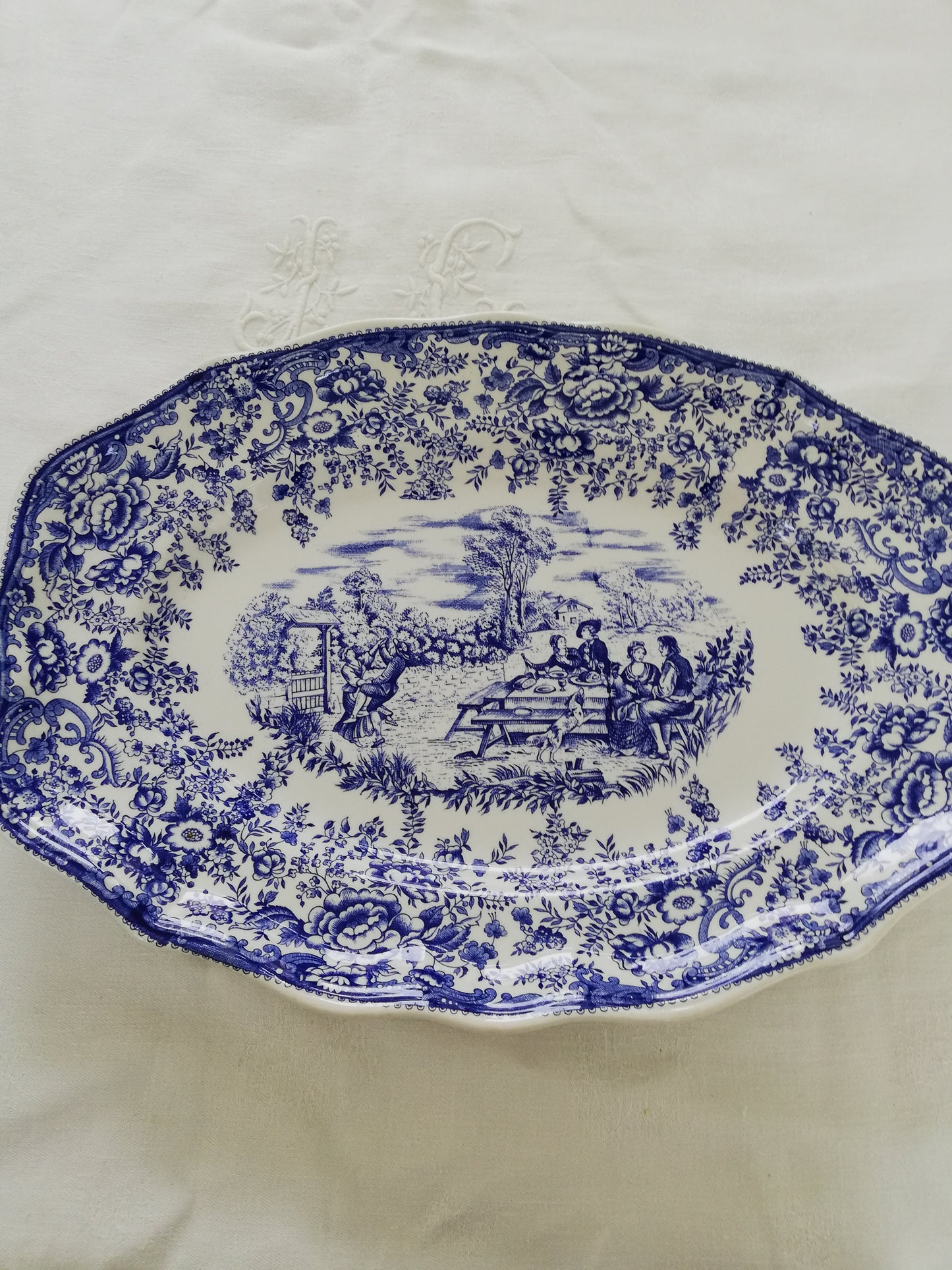 Plat oval Toile de Jouy Luneville