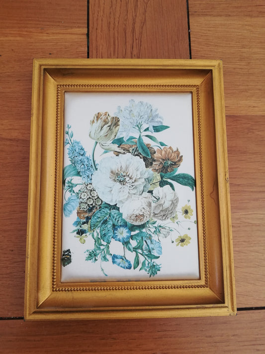 Cadre vintage Papillon Fleurs