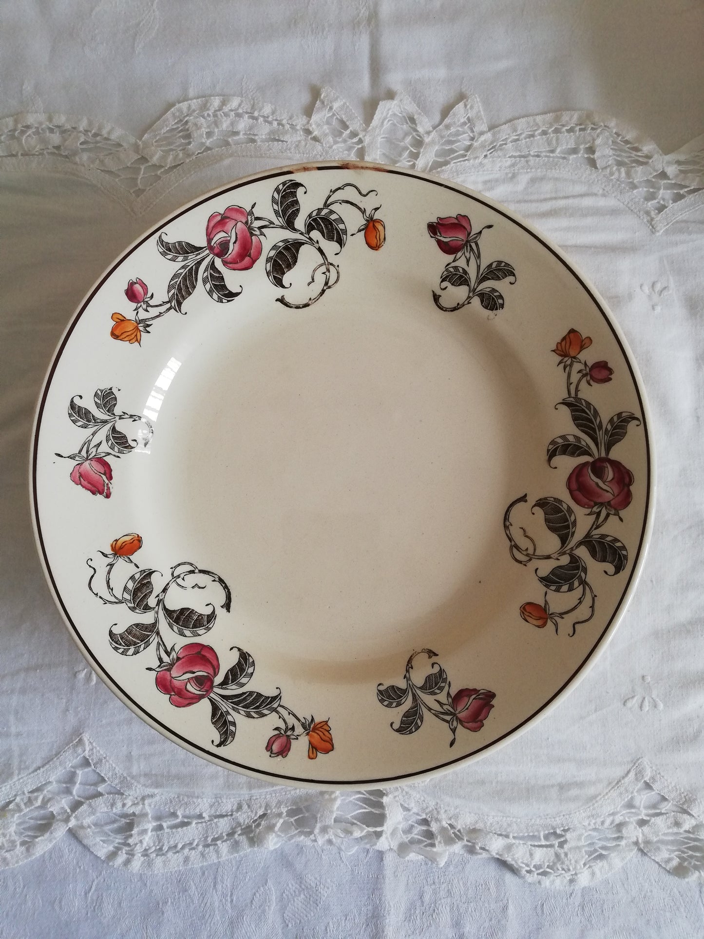 Assiettes et Compotier Longchamp Roseraie