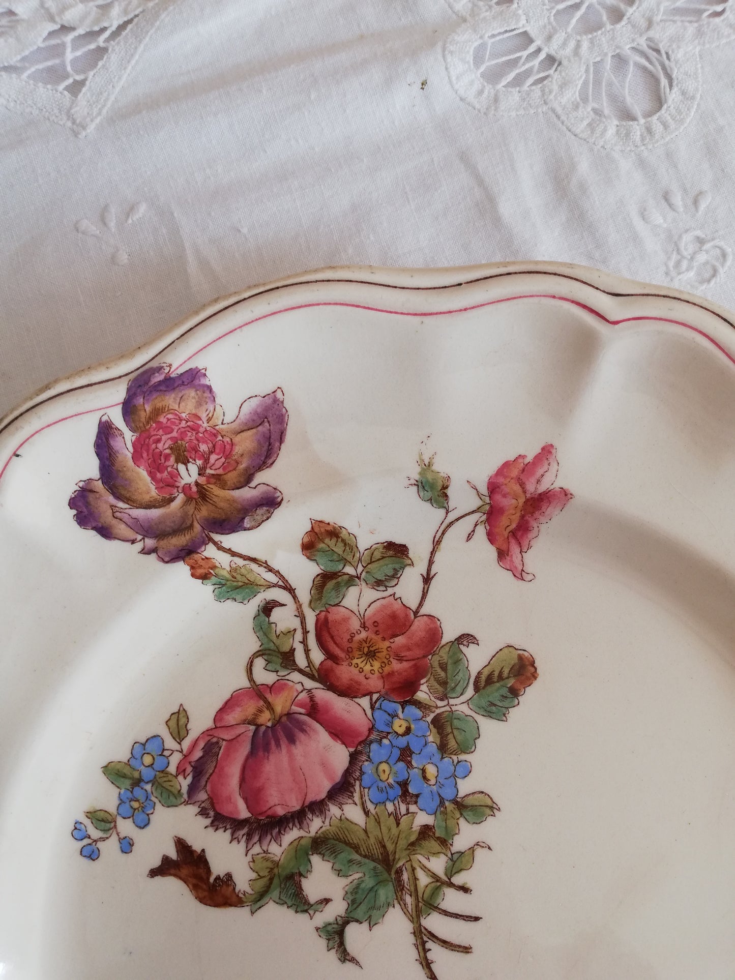 Assiettes longchamp terre de fer fleurs