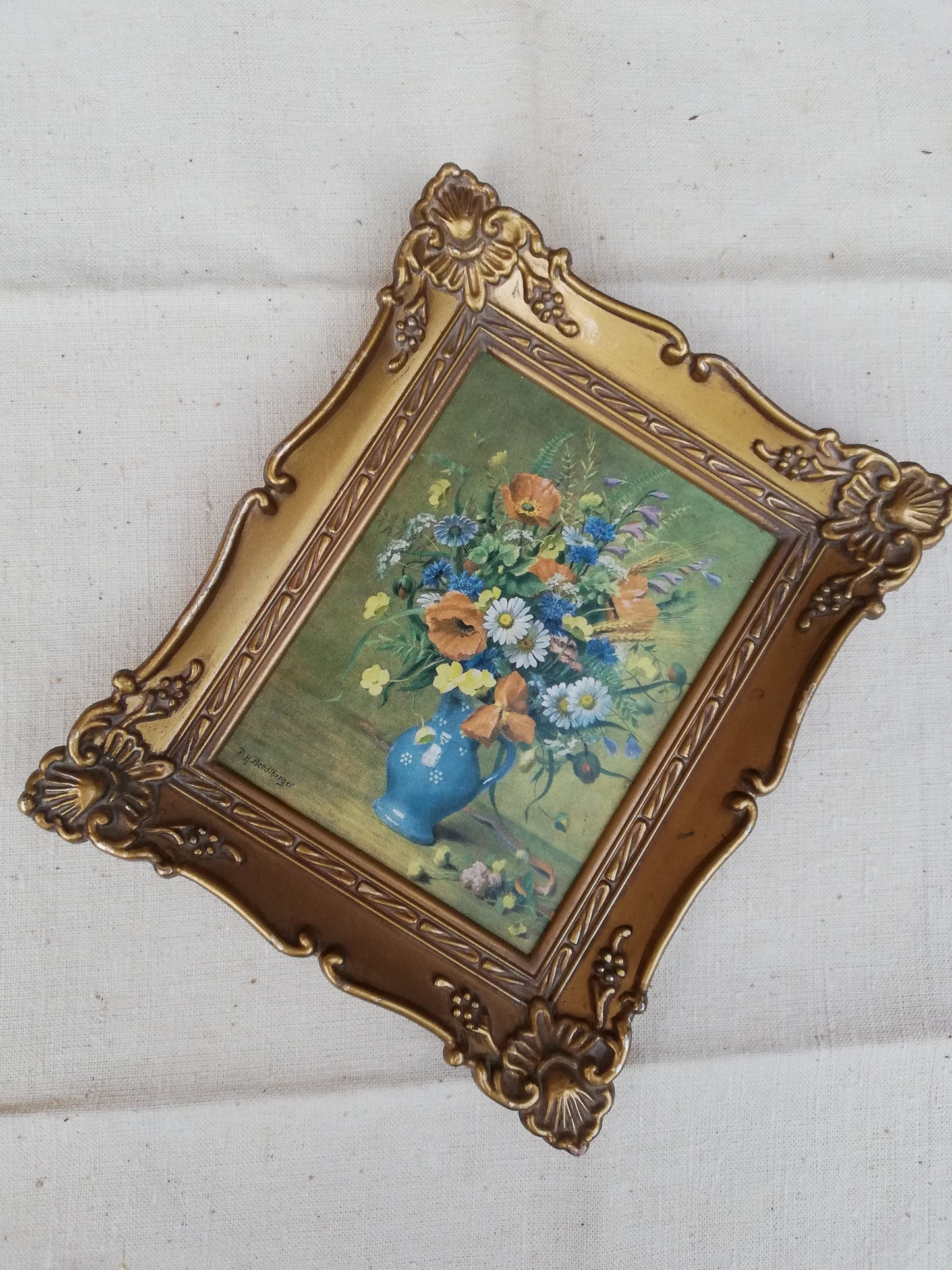 Kleine Vintage-Gemälde Blumenstrauß