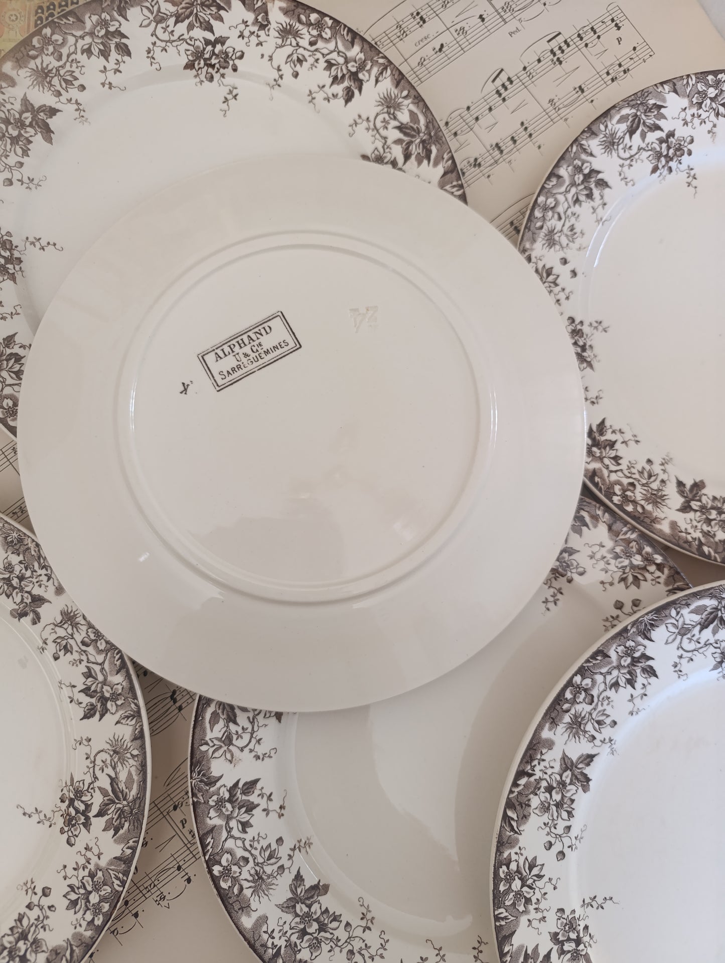 Assiette Alphand Sarreguemines terre de fer sepia