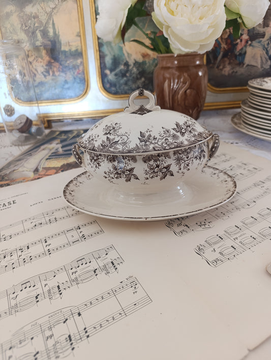Saucier couvert Alphand Sarreguemines terre de fer sépia