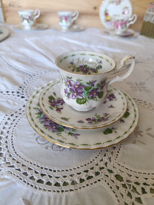 Tasse, sous tasse et assiette  Royal Albert February