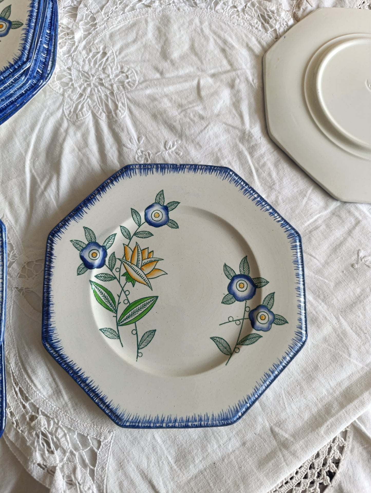 Assiette dessert terre de fer polychrome Longwy