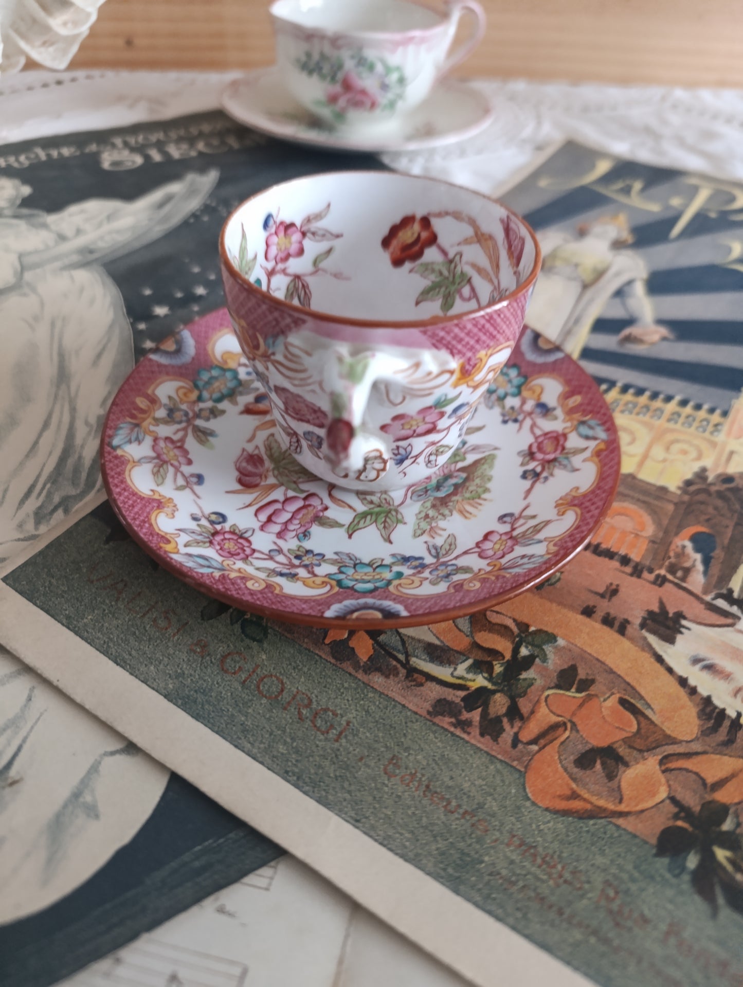 Tasse à café sous tasse Minton Sarreguemines