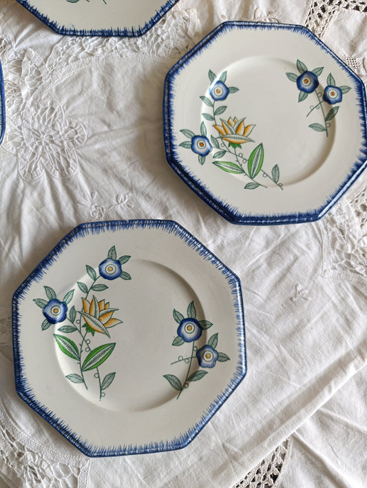Assiette dessert terre de fer polychrome Longwy