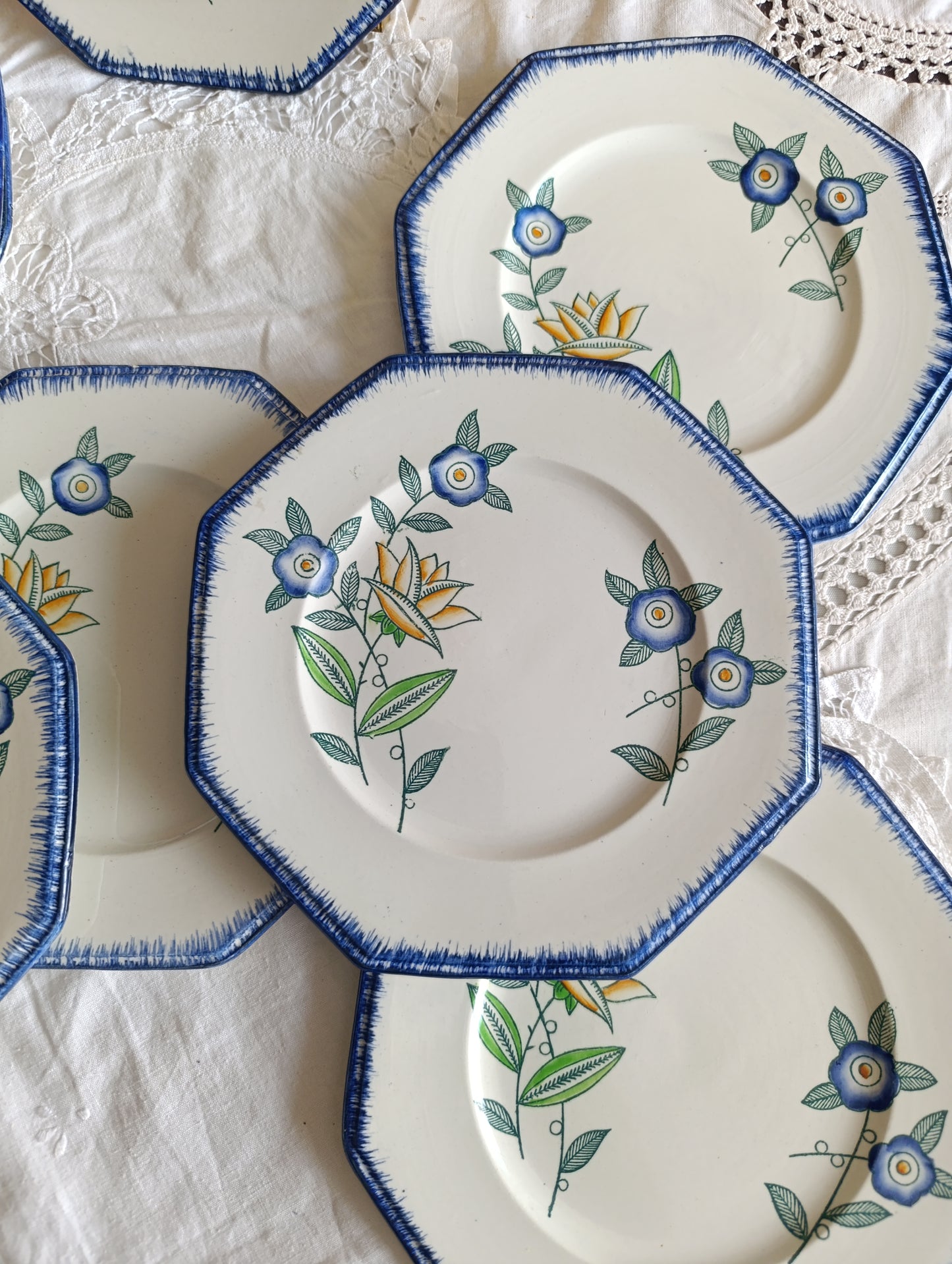 Assiette dessert terre de fer polychrome Longwy