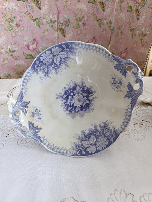 Compotier ou coupe sur pied Jardinière Sarreguemines terre de fer violet