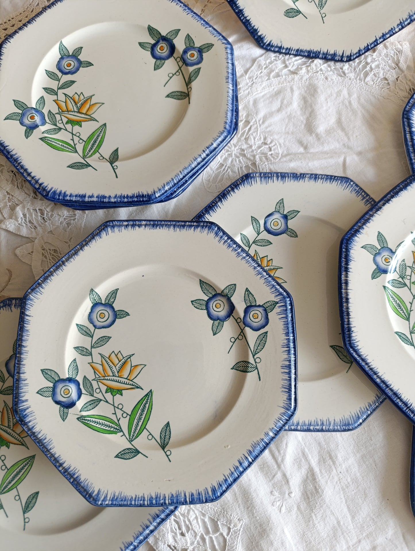 Assiette dessert terre de fer polychrome Longwy