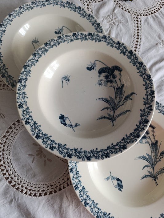 Assiette creuse Pensée KG Luneville terre de fer